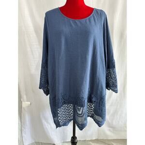 Adrianna Pappel Navy cotton long sleeved top